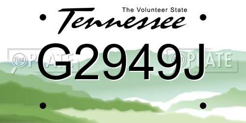G2949J Tennessee License Plate