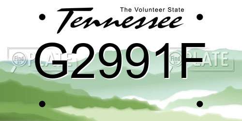 G2991F Tennessee License Plate