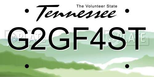 G2GF4ST Tennessee License Plate