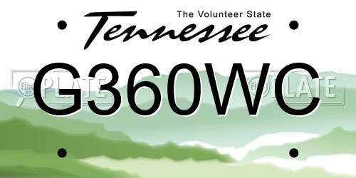G360WC Tennessee License Plate