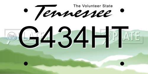 G434HT Tennessee License Plate