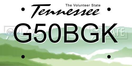 G50BGK Tennessee License Plate