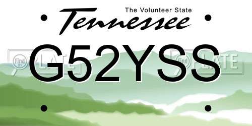 G52YSS Tennessee License Plate