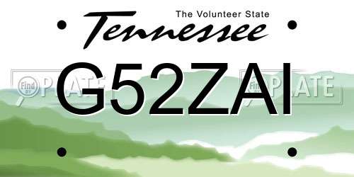 G52ZAI Tennessee License Plate