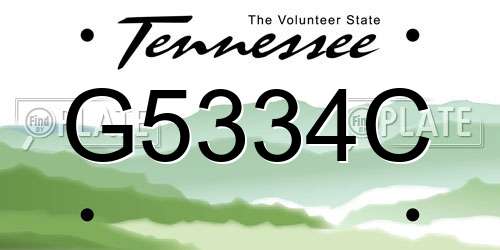 G5334C Tennessee License Plate