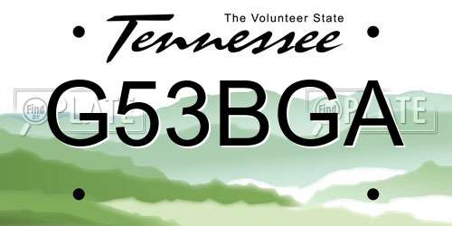 G53BGA Tennessee License Plate