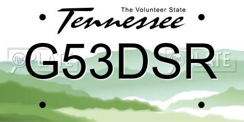 G53DSR Tennessee License Plate