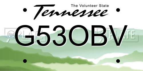 G53OBV Tennessee License Plate