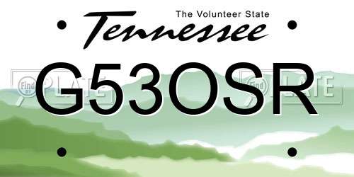 G53OSR Tennessee License Plate