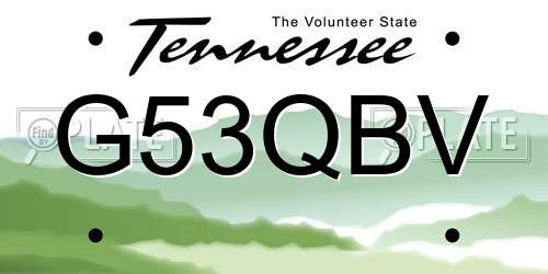 G53QBV Tennessee License Plate
