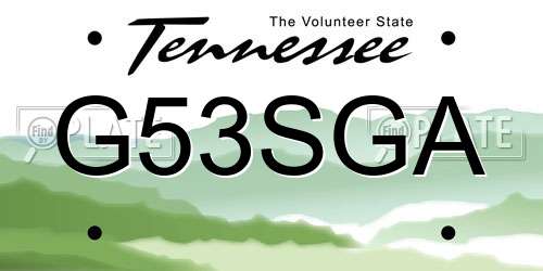 G53SGA Tennessee License Plate