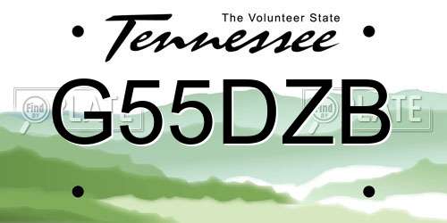 G55DZB Tennessee License Plate