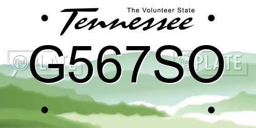 G567SO Tennessee License Plate