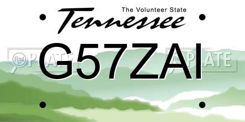 G57ZAI Tennessee License Plate