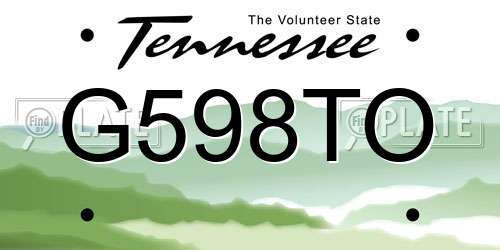 G598TO Tennessee License Plate