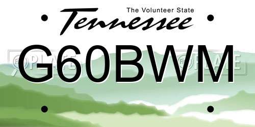 G60BWM Tennessee License Plate