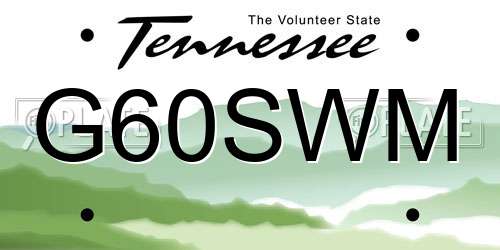 G60SWM Tennessee License Plate