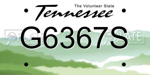 G6367S Tennessee License Plate
