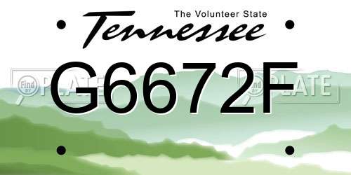 G6672F Tennessee License Plate