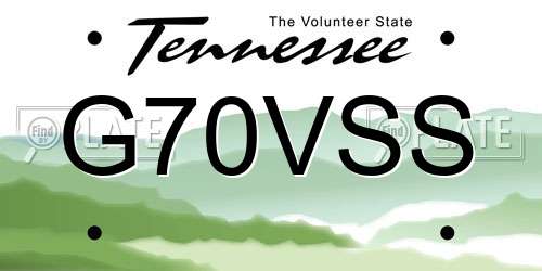 G70VSS Tennessee License Plate