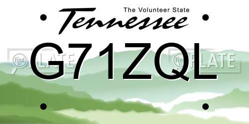 G71ZQL Tennessee License Plate