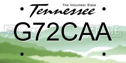 G72CAA Tennessee License Plate