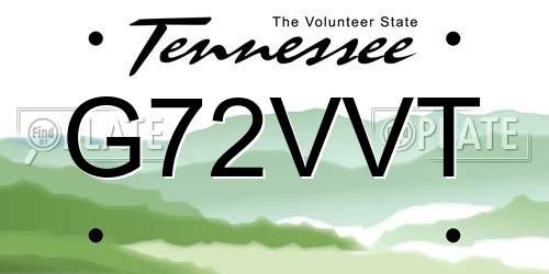 G72VVT Tennessee License Plate