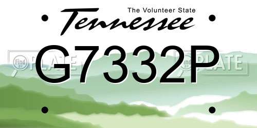 G7332P Tennessee License Plate