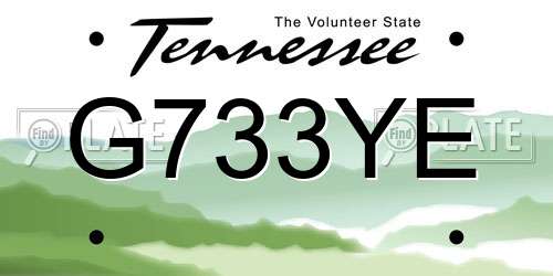 G733YE Tennessee License Plate