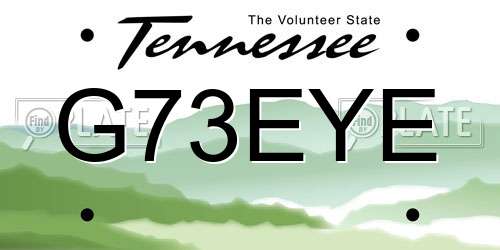 G73EYE Tennessee License Plate