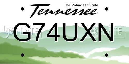 G74UXN Tennessee License Plate