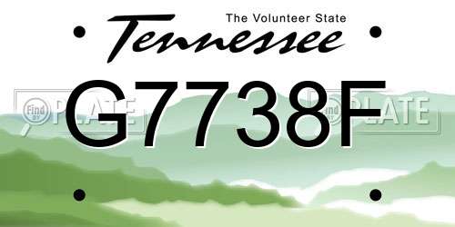 G7738F Tennessee License Plate