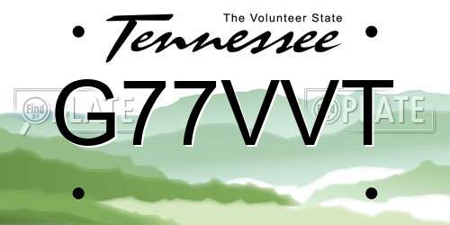 G77VVT Tennessee License Plate