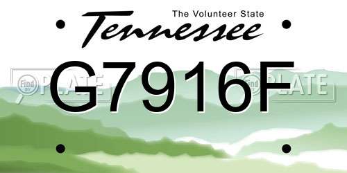 G7916F Tennessee License Plate