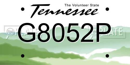 G8052P Tennessee License Plate