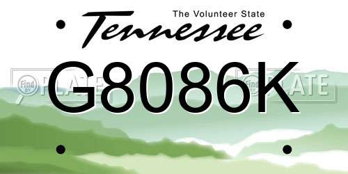 G8086K Tennessee License Plate