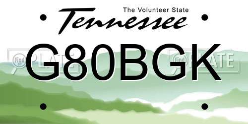 G80BGK Tennessee License Plate