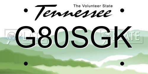 G80SGK Tennessee License Plate