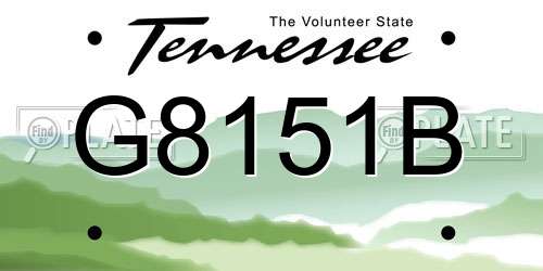G8151B Tennessee License Plate