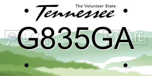 G835GA Tennessee License Plate