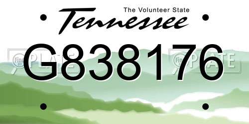 G838176 Tennessee License Plate
