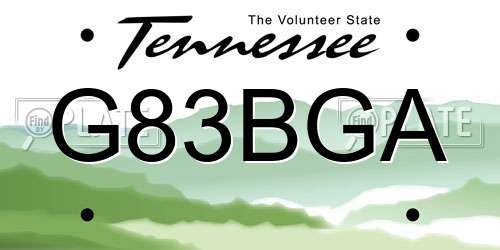 G83BGA Tennessee License Plate