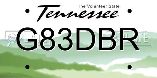 G83DBR Tennessee License Plate