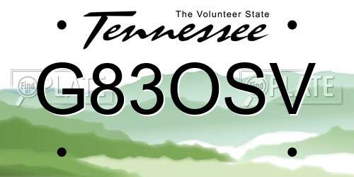 G83OSV Tennessee License Plate
