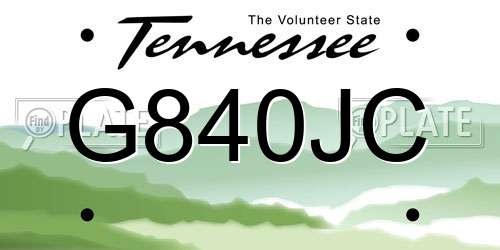 G840JC Tennessee License Plate