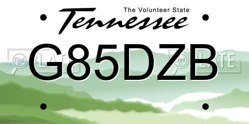 G85DZB Tennessee License Plate