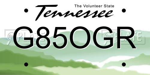 G85OGR Tennessee License Plate