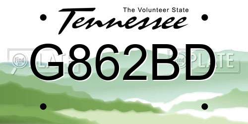 G862BD Tennessee License Plate
