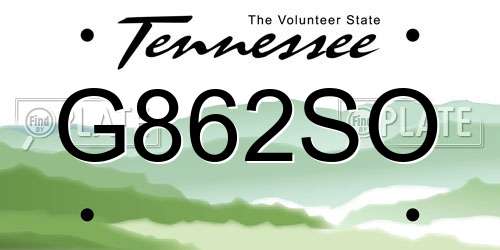 G862SO Tennessee License Plate
