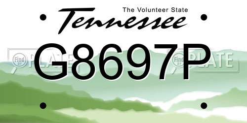 G8697P Tennessee License Plate